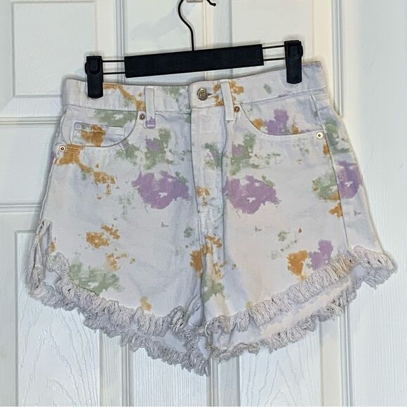 Wild Fable High-Rise Frayed Jean Shorts Paint Splatter Size 2 - Picture 1 of 10